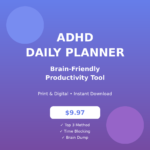 ADHD Daily Planner - Brain-Friendly Printable and Digital PDF Productivity Tool for iPad and Print